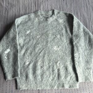 R13 paint splatter fuzzy mohair sweater